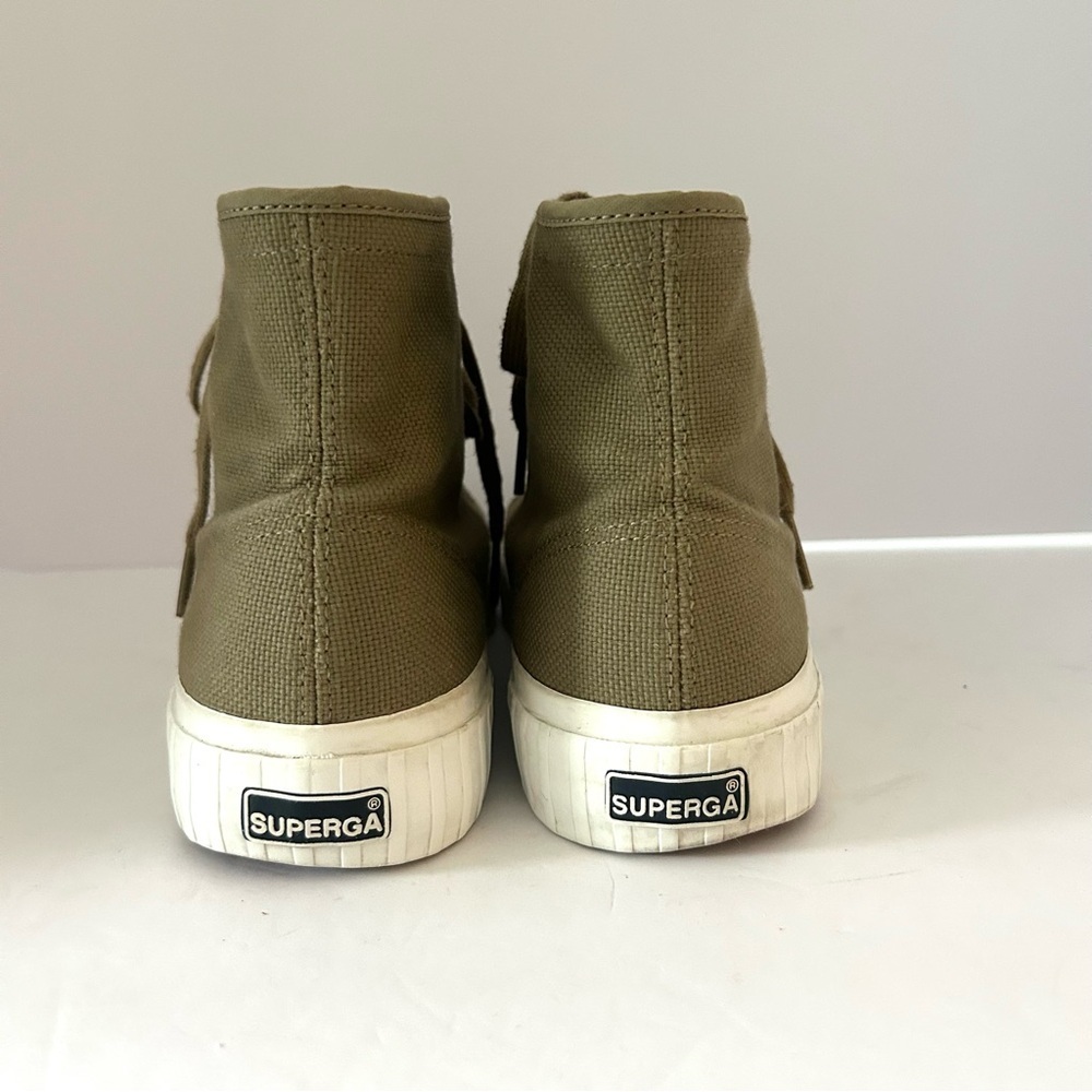 Superga High Top Sneaker Shoe Canvas Fall Comfortable Olive Green Women's Size 8 - Picture 2 of 13